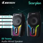 اسپیکر گیمینگ JERTECH Rival S5 با برق ورودی USB و ورودی صوتی ۳.۵ میلی‌متری