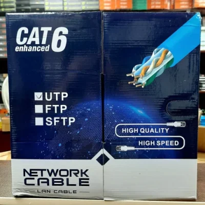فروشگاه بلوری کابل شبکه ۳۰۵ متری Cat6 UTP آبی مقاوم ✅ تصویر ۲ (اتصال کابل به تجهیزات شبکه): کابل شبکه